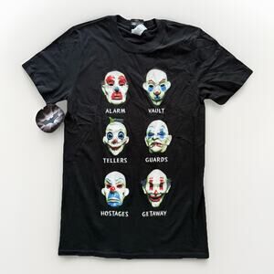 The Dark Knight Trilogy Joker Clown Masks T-Shirt Size Small Black NWT Batman DC